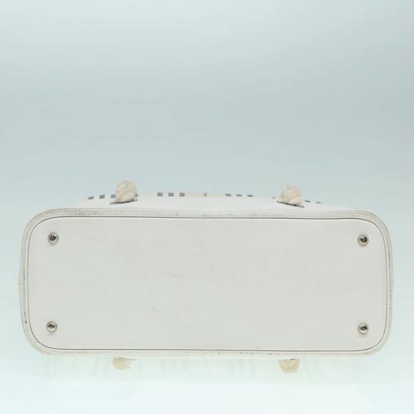 BURBERRY Rope handle Hand Bag Canvas Leather White Blue Silver Auth 92982 - Picture 5 of 16